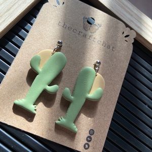 Polymer clay cactus earrings